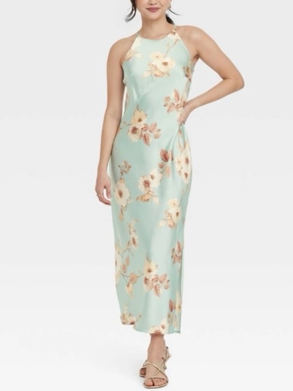 a new day Satin Halter Maxi Slip Dress Size M